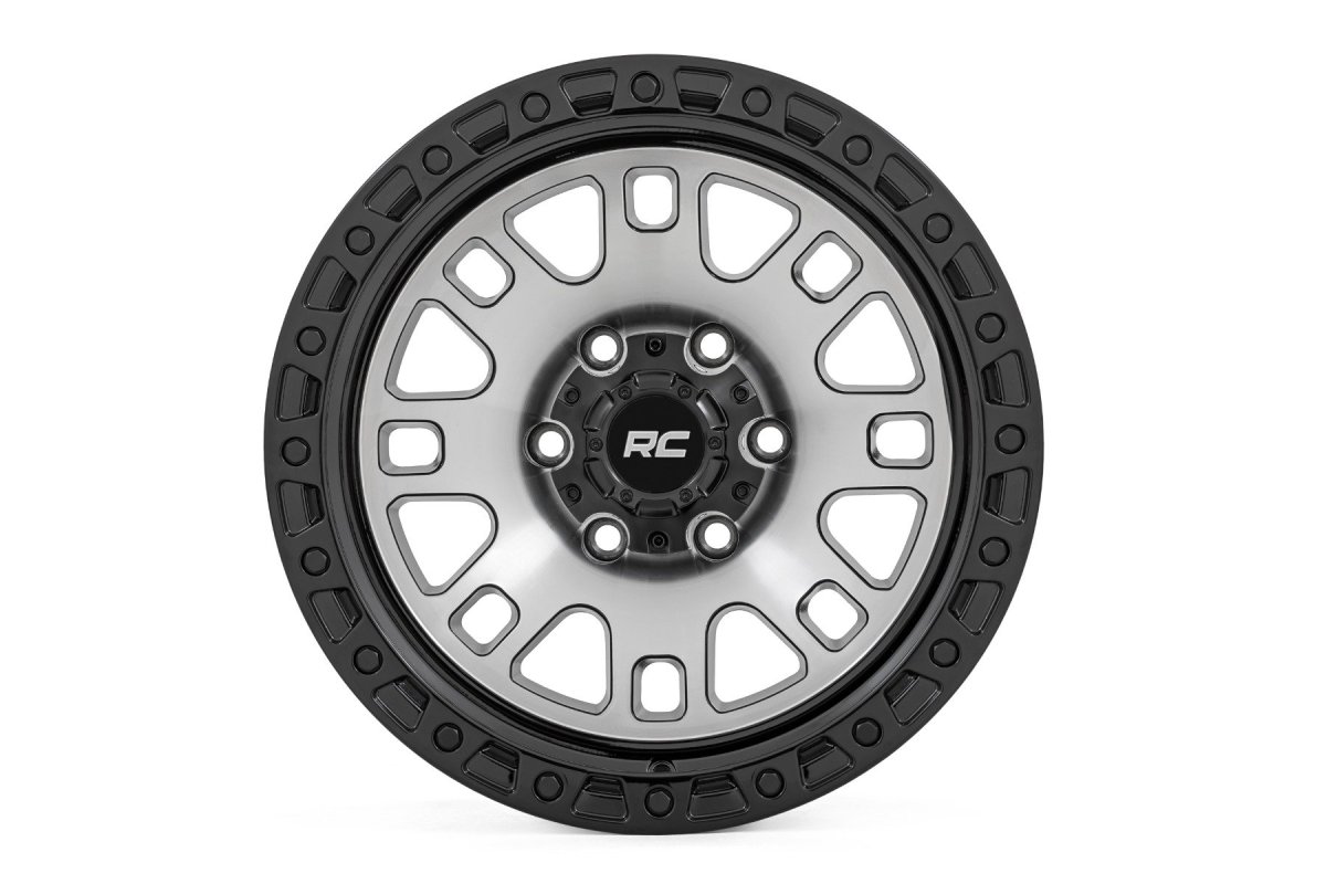 Wheel - Rough Country - 82 Series, One-Piece, 17x9, 5x4.5, -12mm - Machined Semi Gloss Black